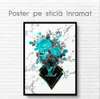 Poster - Glamorous Turquoise Flowers, 30 x 45 см, Canvas on frame