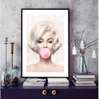 Poster - Marilyn Monroe pink bubble gum, 60 x 90 см, Framed poster on glass