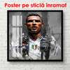 Постер - Портрет Криштиану Роналду, 100 x 100 см, Постер на Стекле в раме