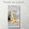Постер - Золотая парусная яхта, 30 x 90 см, Холст на подрамнике, Транспорт