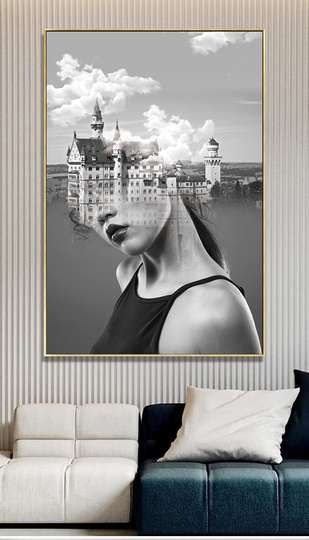 Картина в Раме - Девушка в мечтах, 50 x 75 см