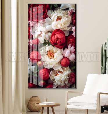 Poster - Red white flowers, 30 x 60 см, Framed poster, Flowers