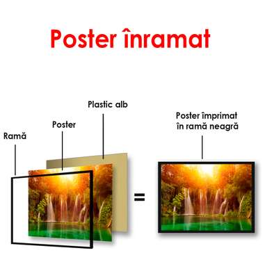 Poster - Beautiful waterfall in sunlight, 90 x 60 см, Framed poster