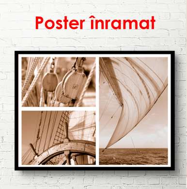 Poster - Puntea marină în maro, 90 x 60 см, Poster înrămat