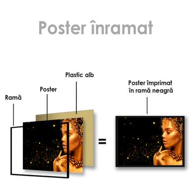 Poster - Golden girl, 90 x 60 см, Framed poster on glass, Glamour