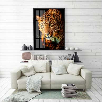 Poster, Leopard, 60 x 90 см, Poster inramat pe sticla