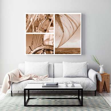 Poster - Sea deck in brown, 90 x 60 см, Framed poster, Marine Theme