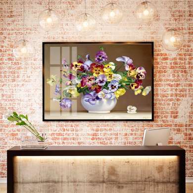 Poster - Flori sălbatice multicolore într-o vază, 90 x 60 см, Poster înrămat, Natură Moartă