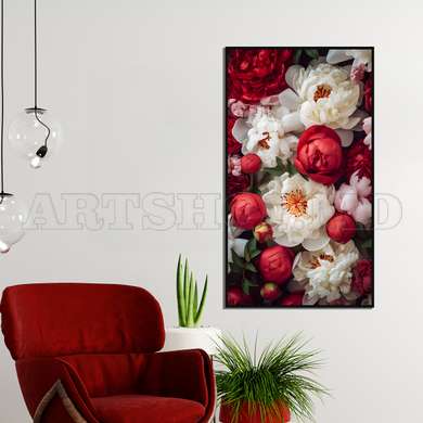 Poster - Red white flowers, 30 x 60 см, Framed poster, Flowers