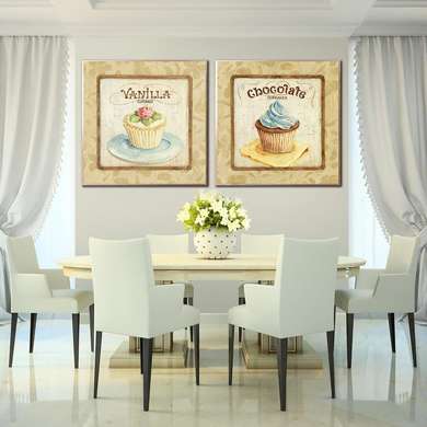Poster - Cakes, 60 x 60 см, Framed poster on glass