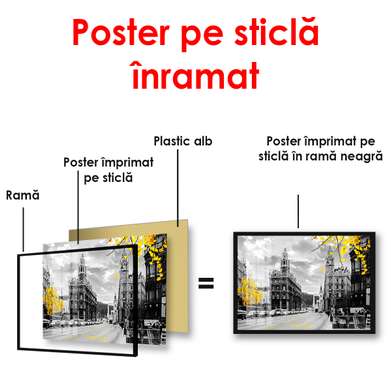 Poster - Oraș antic cu frunze galbene, 45 x 30 см, Panza pe cadru