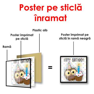 Poster - Bufniță drăguță, 100 x 100 см, Poster înrămat, Pentru Copii