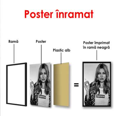 Poster - Kate Moss with a cigarette, 60 x 90 см, Framed poster