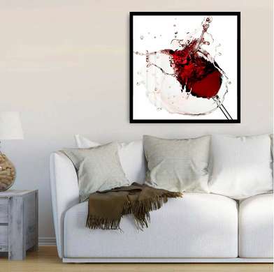 Poster - Abstract glass with red wine, 100 x 100 см, Framed poster, Minimalism