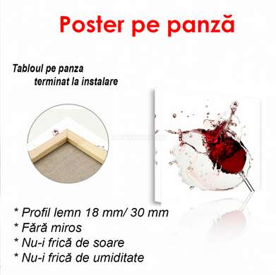 Poster - Paharul abstract cu vin roșu, 100 x 100 см, Poster inramat pe sticla, Minimalism
