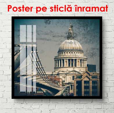 Постер - Ретро фото с Белым домом, 100 x 100 см, Постер в раме, Винтаж