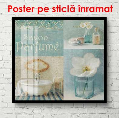 Постер - Голубая нежность, 100 x 100 см, Постер в раме, Прованс