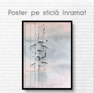 Постер - Цветы на абстрактном фоне, 60 x 90 см, Постер на Стекле в раме, Цветы