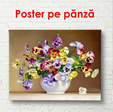 Poster - Flori sălbatice multicolore într-o vază, 90 x 60 см, Poster înrămat, Natură Moartă