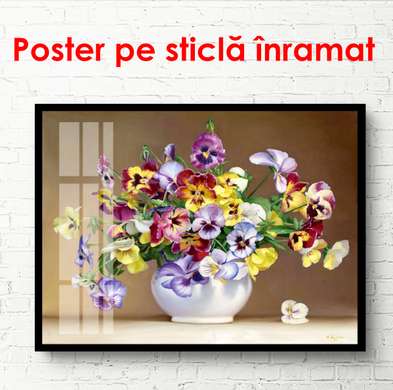 Постер - Разноцветные полевые цветы в вазе, 90 x 60 см, Постер в раме, Натюрморт