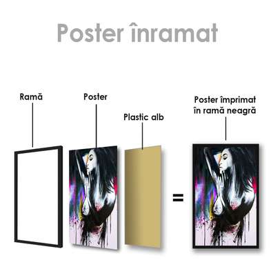Poster - Portret în acuarelă, 60 x 90 см, Poster inramat pe sticla