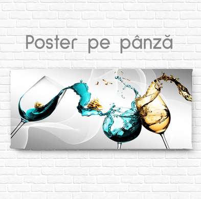 Постер - Гламурные бокалы с напитками, 90 x 45 см, Постер на Стекле в раме