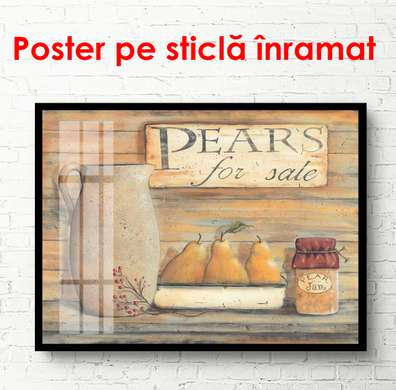 Poster - Pere cu un ulcior pe masa, 90 x 60 см, Poster înrămat, Provence
