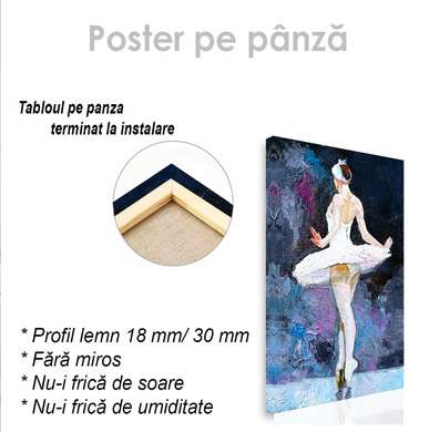 Постер - Балерина в танце, 30 x 60 см, Холст на подрамнике, Живопись