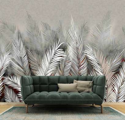 Fototapet - Frunze de palmier gri închis