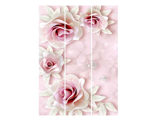 Paravan - Trandafiri rozalii pe un fundal roz, 7