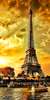 Poster - The golden sunset and the Eiffel Tower, 45 x 90 см, Framed poster on glass, Maps and Cities