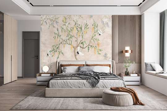 Wall mural - Spring tree and storks
