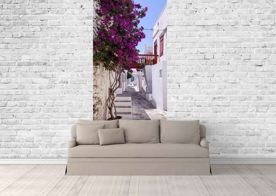 Wall Mural - Alley with purple flowers