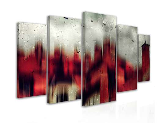 Tablou Pe Panza Multicanvas, Case roșii abstracte, 108 х 60