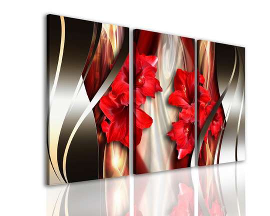 Модульная картина, Красные цветы., 70 x 50