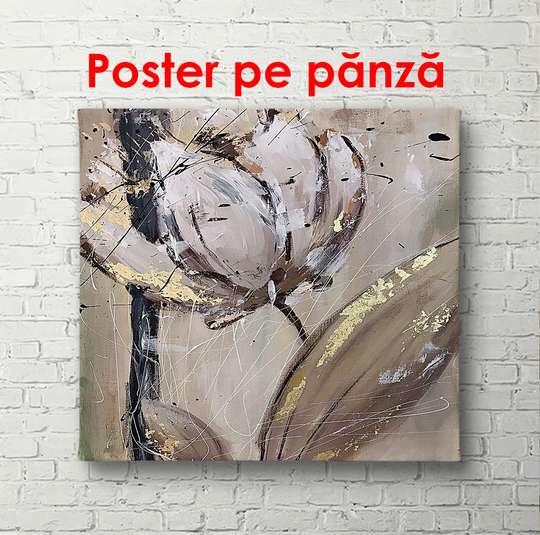 Постер - Бежевый тюльпан, 100 x 100 см, Холст на подрамнике