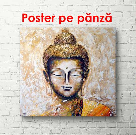 Постер - Портрет Будды, 100 x 100 см, Постер в раме
