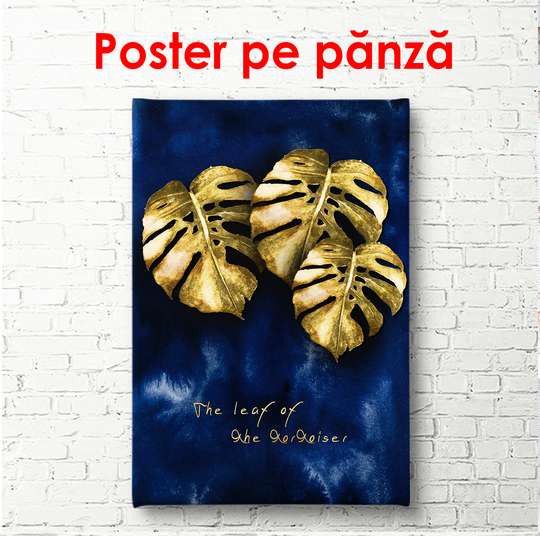 Poster - Golden Monstera, 60 x 90 см, Framed poster