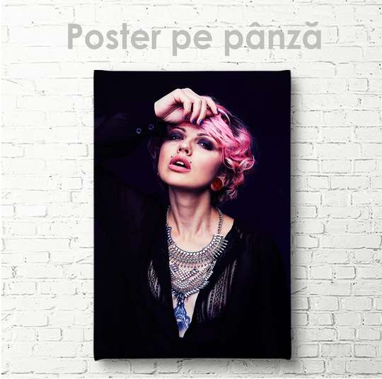 Poster - Girl with piercings, 30 x 60 см, Canvas on frame, Glamour