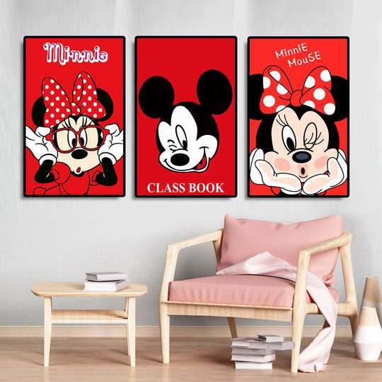 Poster - Mickey și Minnie Mouse, 60 x 90 см, Poster inramat pe sticla, Seturi