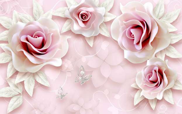 Paravan - Trandafiri rozalii pe un fundal roz, 7
