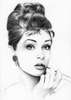 Poster - Portret alb-negru al lui Audrey Hepburn, 60 x 90 см, Poster înrămat, Persoane Celebre