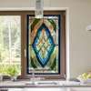 Window Privacy Film, Decorative stained glass window with geometric diamonds, 60 x 90cm, Matte, Window Film