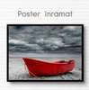 Постер - Красная лодка, 90 x 60 см, Постер на Стекле в раме