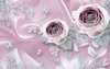 Фотообои - Нежные розы и розовый шелк