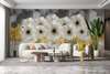 Wall Mural - White flowers with golden stains