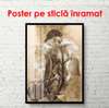 Постер - Девушка в цветах, 45 x 90 см, Постер на Стекле в раме, Фэнтези