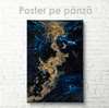 Poster - Gold with blue paint, 60 x 90 см, Framed poster on glass