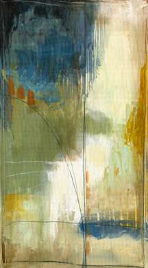 Fototapet - Un perete abstract în tonuri de culoare albastru și galben