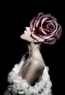 Tablou înramat - Fată cu trandafir, 50 x 75 см